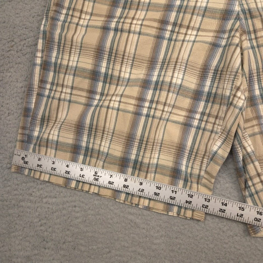 Columbia Plaid Shorts Mens 38 Beige Blue Cotton Casual Outdoor Summer Lightweigh - Picture 3 of 9